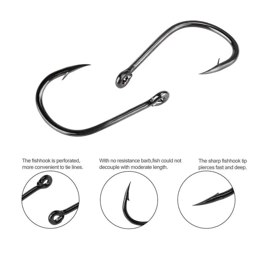 100pcs Fishing Hooks Set Carbon Steel Single Circle Fishhook Fly Fishing Jip Barbed Carp Hooks Sea Tackle Accessories