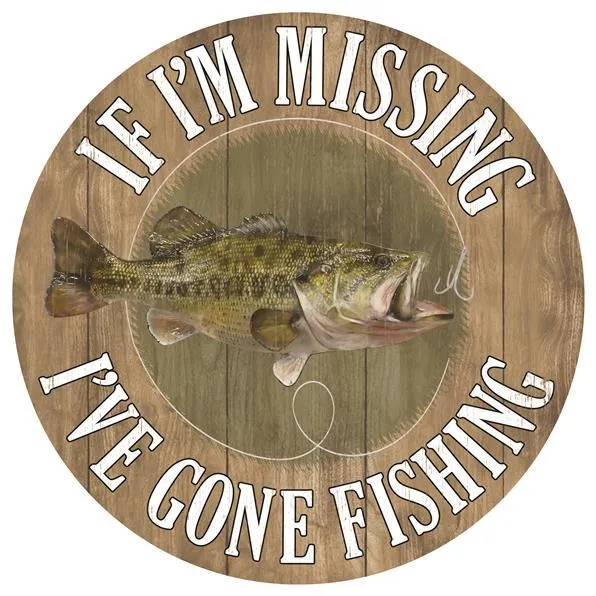 12" Metal Sign: Gone Fishing