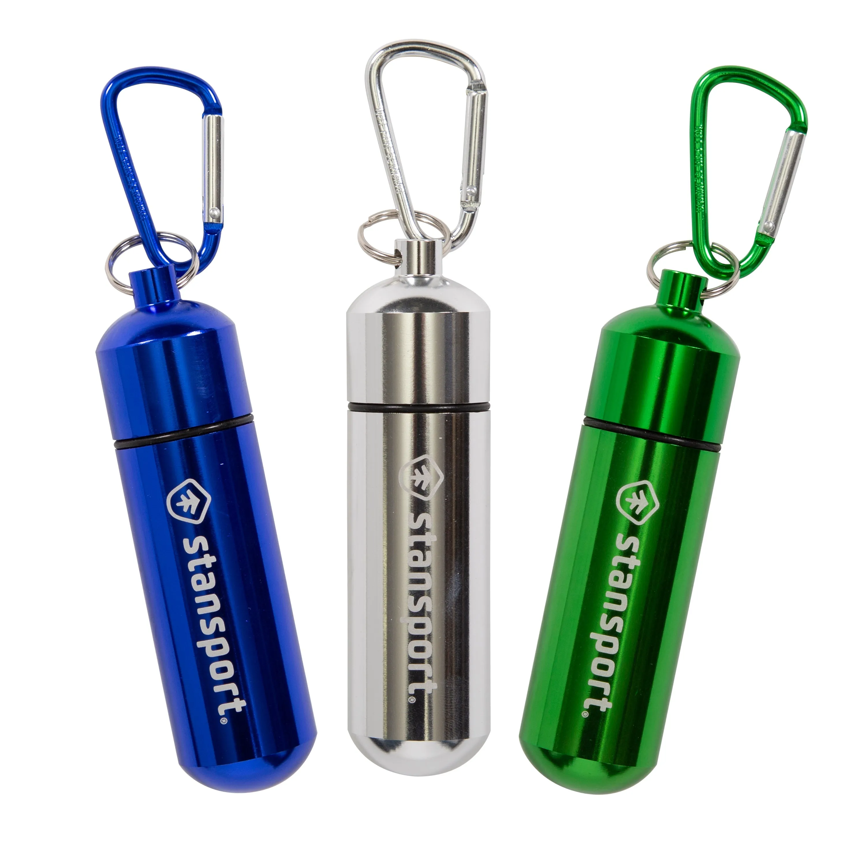 Aluminum Container Capsule-Lg-Blue, Green And Silver Asst