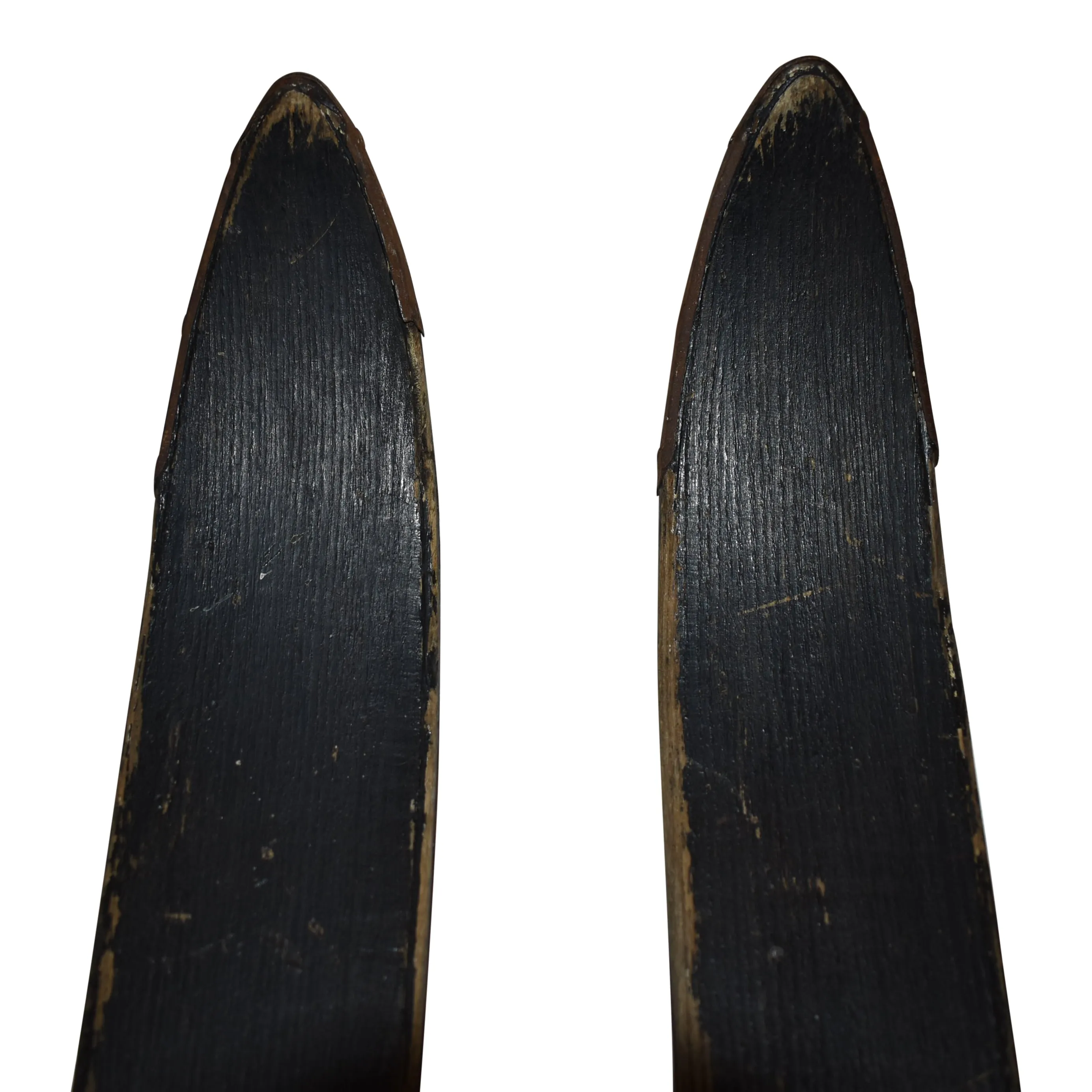 Black Wooden Skis with Cable Bindings