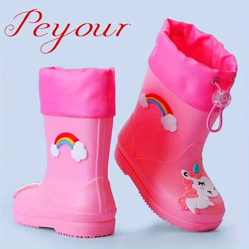 Girls' Waterproof Rainbow Rain Boots | Durable & Stylish Footwear"