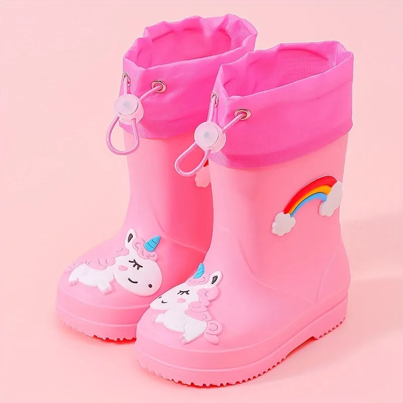 Girls' Waterproof Rainbow Rain Boots | Durable & Stylish Footwear"