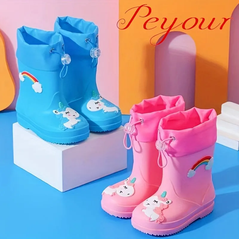 Girls' Waterproof Rainbow Rain Boots | Durable & Stylish Footwear"