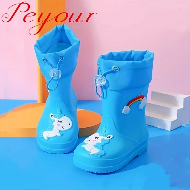 Girls' Waterproof Rainbow Rain Boots | Durable & Stylish Footwear"