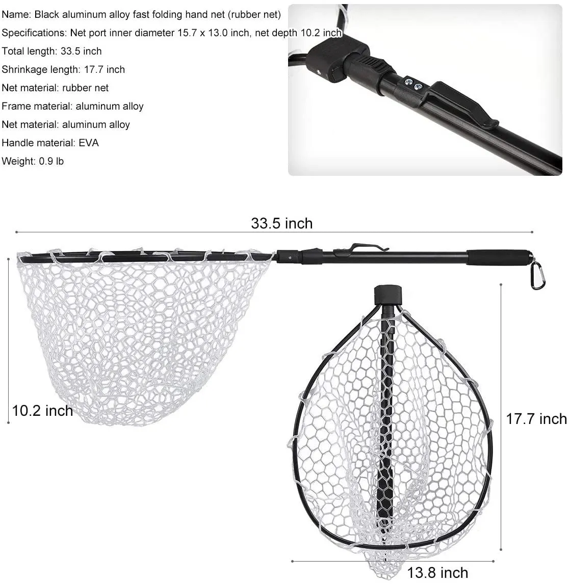 Kylebooker Fold Rubber Fly Fishing Net