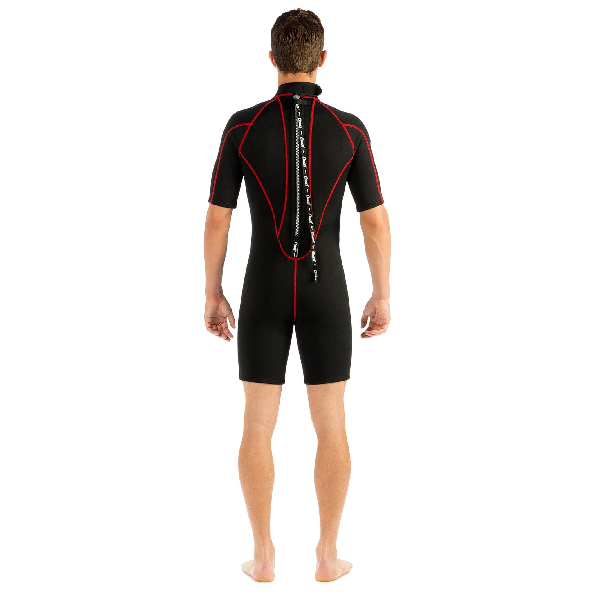 Open Box Cressi 2.5mm Man Tortuga One-Piece Shorty Wetsuit - Black/Red - X-Large