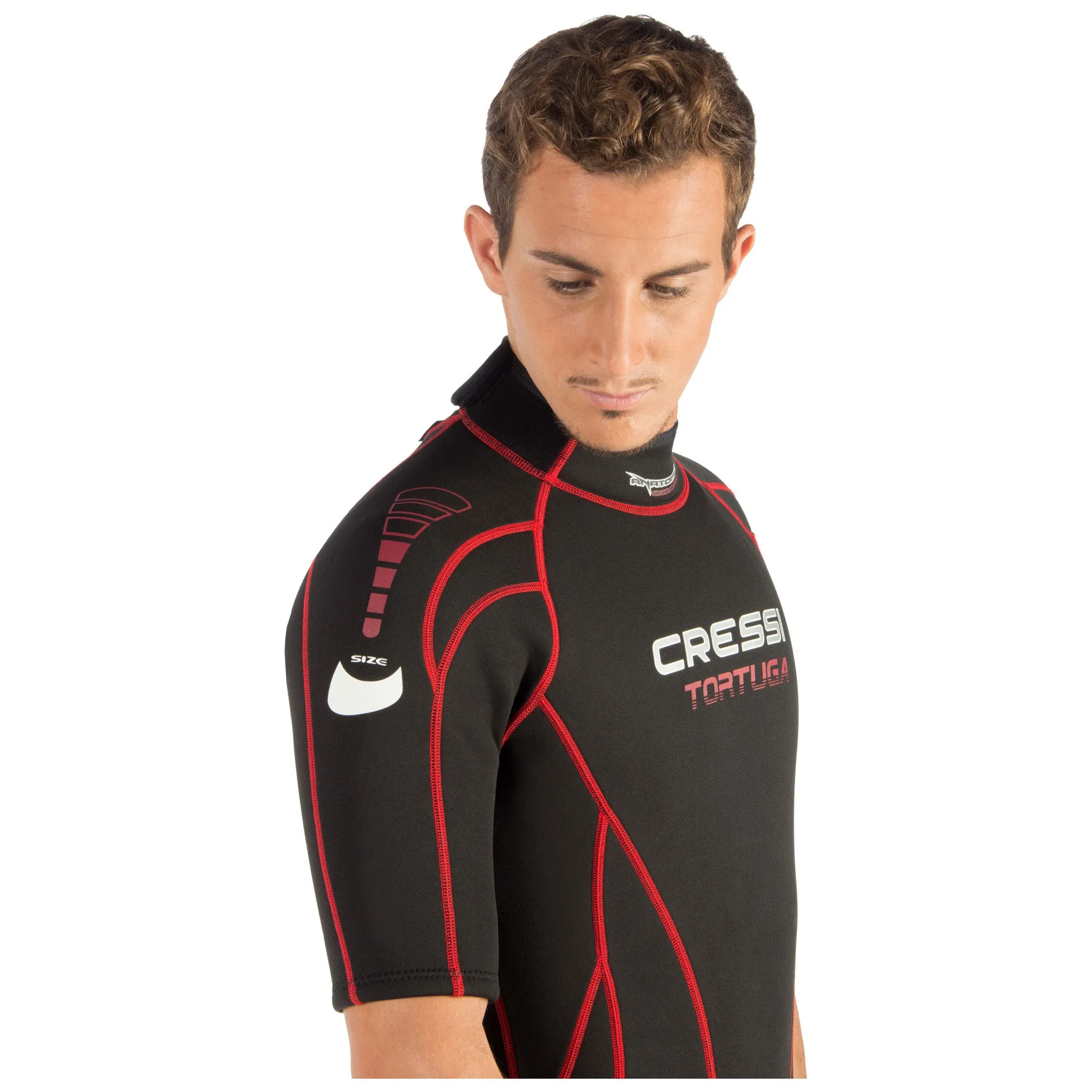 Open Box Cressi 2.5mm Man Tortuga One-Piece Shorty Wetsuit - Black/Red - X-Large