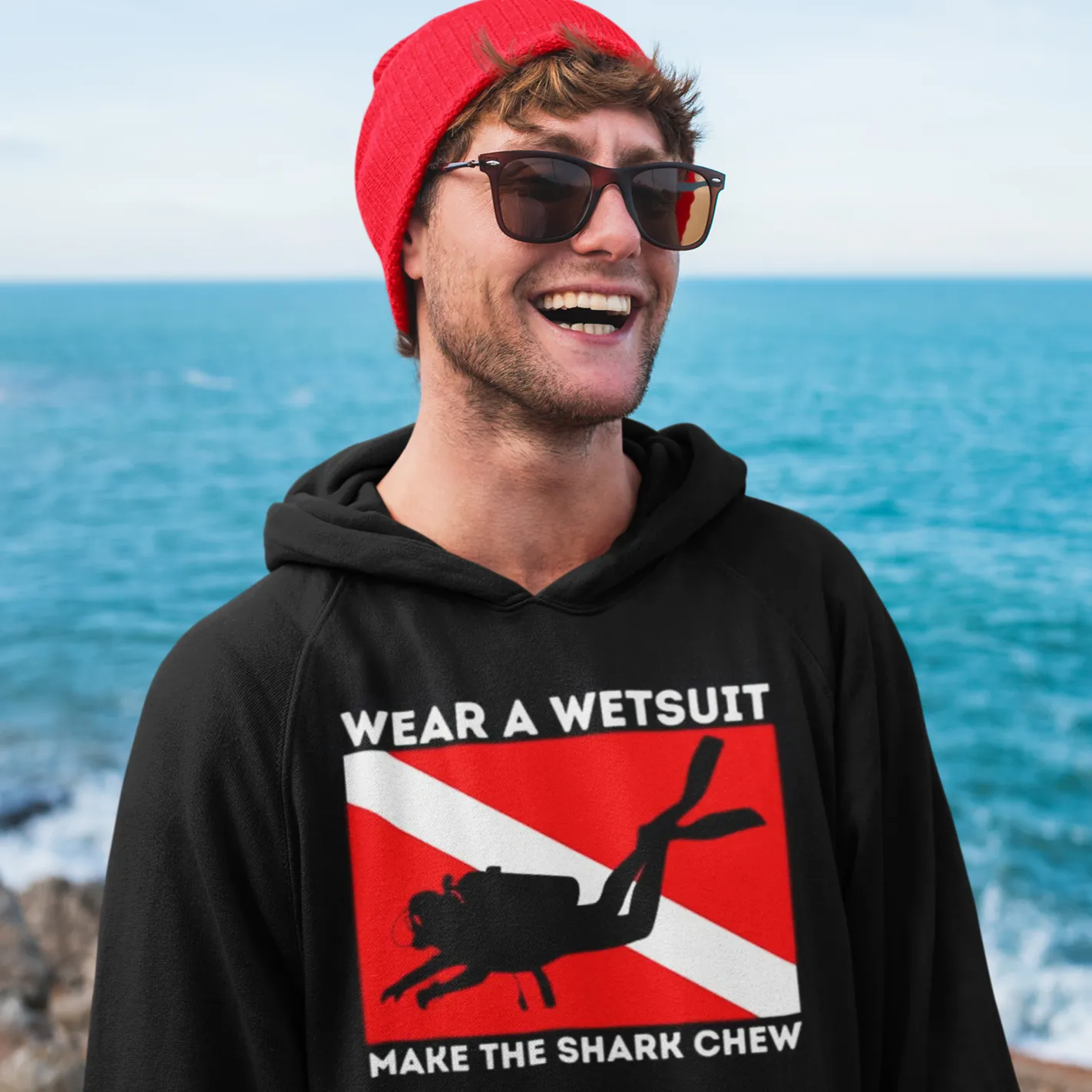 Scuba diving Hoodie Unisex | Make the Shark Chew