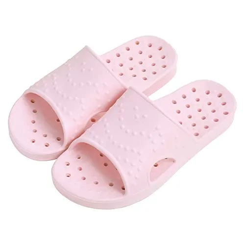 shevalues Shower Shoes for Women with Arch Support Quick Drying Pool Slides Lightweight Beach Sandals with Drain Holes, Pink-Update Version 8-9 Women / 6.5-7.5 Men