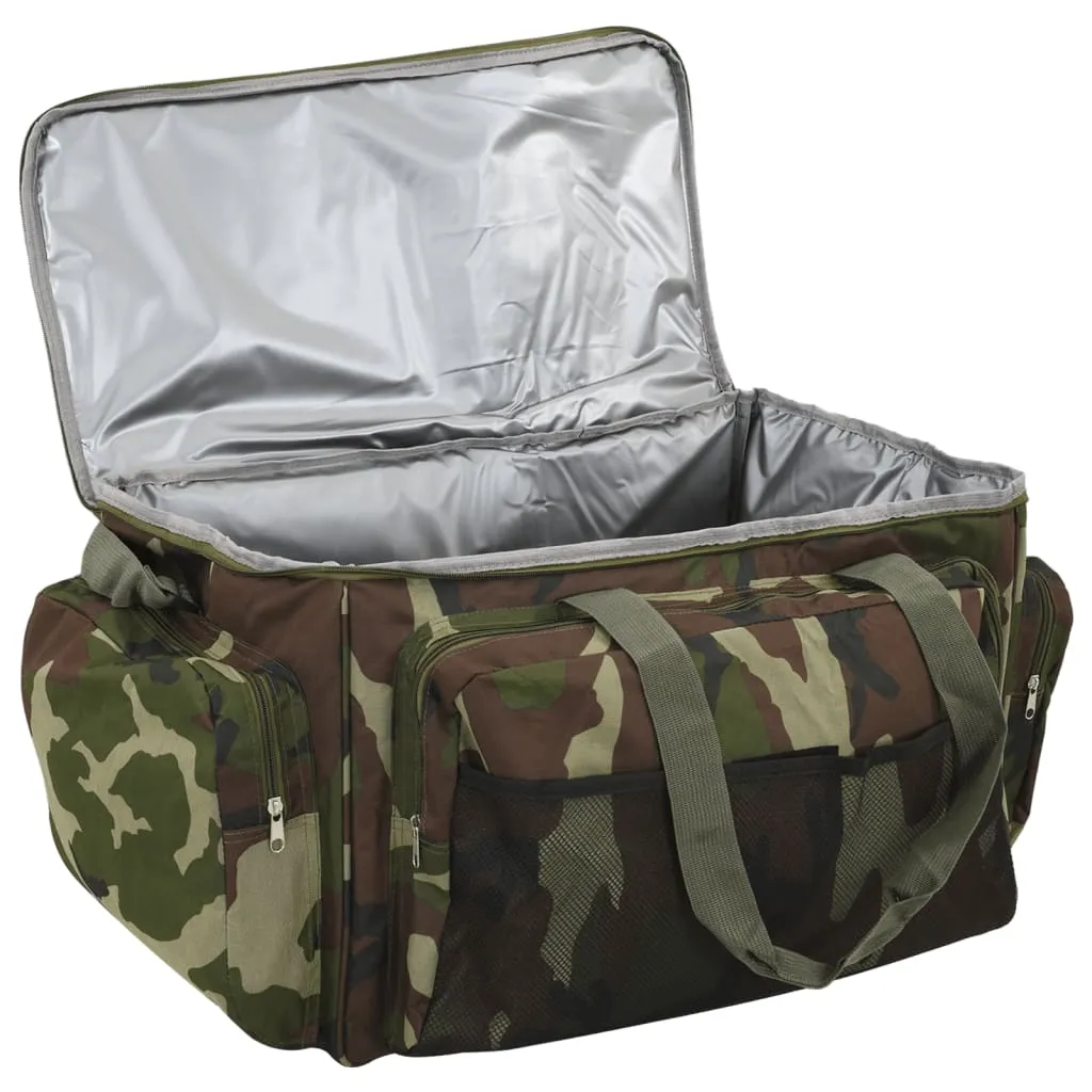 vidaXL Fishing Bag Waterproof Green Camouflage Oxford Fabric